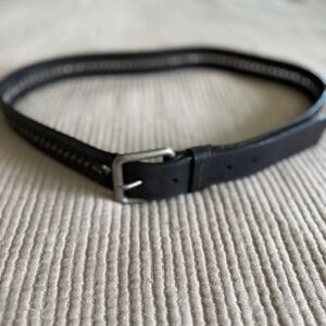 Calvin Klein Mens Leather Chain Link Belt Size‎ 40 Black Silver Casual Jeans